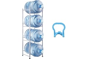VEVOR Soporte para Jarra de Agua de 4 Niveles Soporte para Botella de Agua de Sola Fila para 4 Botellas Carga de 76 kg Soporte Resistente de Jarra de Agua para Cocina, Oficina, Sala de Estar, Plata