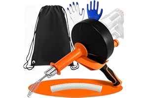 JUKIBOLE Furet Déboucheur Canalisation - 10M Furet Plomberie Flexible avec Gants, Sac de Rangement - Spirale de Nettoyage de Canalisations pour Cuisine, la Salle de Bain, l'Égouttement et l'Évier