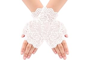 Yolev Women's Short Lace Fingerless Floral Gloves for Bridal, Wedding, Tea Party, Opera & Dinner Parties
