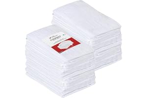Utopia kökshanddukar med vit mjöl [24-pack – 71 x 71 cm] 100% bomullshanddukar för rengöring och torkning – mycket absorberande kökstrasa