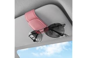 TCJJ Sunglasses Holders for Car Visor,Car Magnetic Glasses Holder Leather Sunglasses Clip and Ticket Card Clip Suitable for Car Interior Visor and Different Size Eyeglasses. (Pink)