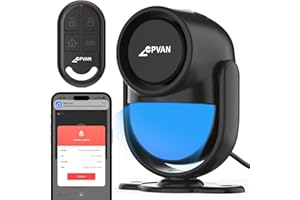 CPVAN WiFi Alarmanlage Haus mit PIR-Bewegungssensor – Drahtloses DIY-Smart-Alarmsystem Kompatibel mit Tür-/Fenstersensoren für Sicherheitszwecke – Lokaler Alarm & App-Benachrichtigung, Schwarz