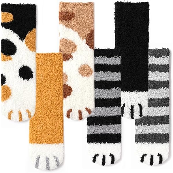 Knuffelsokken voor Dames, Thermische Pluizige Sokken Kattenpoot Sokken