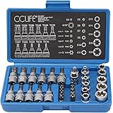 CCLIFE 34tlg Innen Außen Torx Steckschlüssel und S2 Bit Satz Sechskant | E4-E20 Nuss | T10-T60 Torxsatz | Stecknüsse Biteinsä