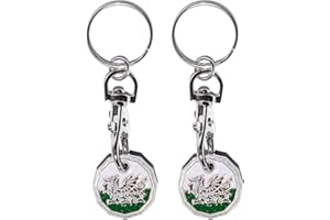 Craft 4 You Welsh Dragon Keyring – Wales Flag Trolley Token and Pound Coin Holder for Shopping Trolleys, Grocery Carts, Keychain Accessory, and Trolley Coin Keyring UK