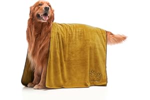 Lucky Paws® Hundehandtuch - 140x70cm XL Hundehandtuch extra saugfähig - schnell trocknend, luxuriös weiches Hunde Handtuch Hundebesitzer und Hunde Zubehör (1er-Pack, Ocker)