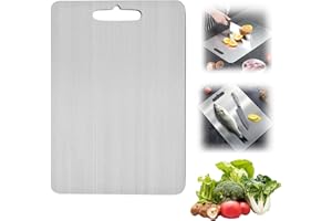 Ayizhiniu Tagliere Acciaio Inox, Doppia Faccia Tagliere in Acciaio, Alimentare Tagliere in Titanio per Cucina, Applicabile Un Ottimo Aiuto Cucina Tritare Verdure Carne