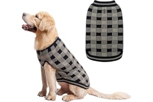 KOOLTAIL Dog Winter Jumper Classic Plaid Dog Knitwear Sweater Soft Baseball Shirt Design for Pet Cold Weather Wearing