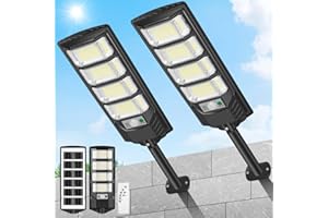 LEKIA Farola Solares Exterior, 2 Unidades Potente 192 LED Farolillos Solare con Sensor de Movimiento, Mando a Distancia, 320° 6500K Luces Solares LED Luz Solar Exterior para Jardin, Garaje, Camino