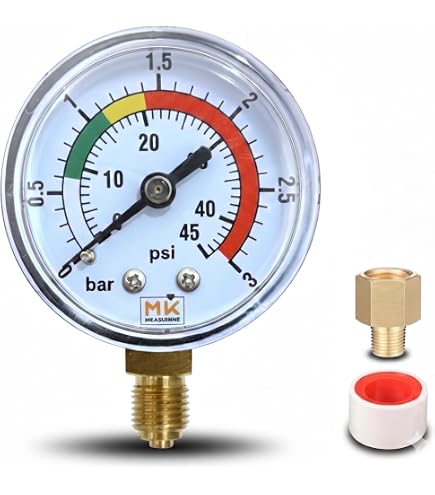Manomètre Eau 0-16 Bar 1/4 BSP Air Comprimé - Avec Support Arrière Laiton