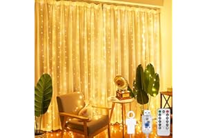 CNMTCCO Kurtyna świetlna 2 x 2 m, ciepła biel, 200 łańcuchów świetlnych LED, 8 trybów pracy, wisząca zasłona świetlna USB, łańcuch świetlny do użytku wewnątrz i na zewnątrz, do pokoju, na imprezę