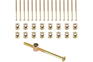 RUGLAMZHIP 16 Pcs M6 Bolts and Nuts Set, Furniture Bolt and Nut Set, Bed Bolts, Hex Socket Head Cap Screws and Barrel Nuts for Cots Crib Headboard Screws Furniture Fixings(80mm)