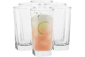 TREND FOR HOME Verre a Eau Long Drink | 300 ml | Lot de 6 | Verre Cocktail Highball Verres à Jus et Soda Grand Tumbler | Sécurité au Lave Vaisselle | Collection Elin