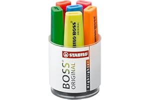 Zakreślacz - STABILO BOSS ORIGINAL pojemnik okrągły na biurko 6 szt.