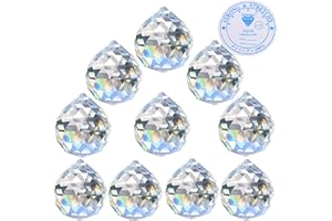 Hisredsun Lot de 10 Boules de Prisme en Cristal avec Fil de Nylon, 40 mm, Lustre en Verre K9 à facettes à Suspendre pour fenêtre, Attrape-Soleil, Attrape-Soleil, Arc-en-Ciel (40 mm, 10 pièces)