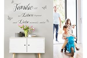 HPNIUB Wandtattoo Familie ist wo Leben beginnt Flur Diele Wohnzimmer selbstklebend Sticker Aufkleber Wandaufkleber