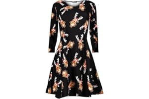 Fashion Star Women Santa Candy Xmas Pudding Swing Mini Dress