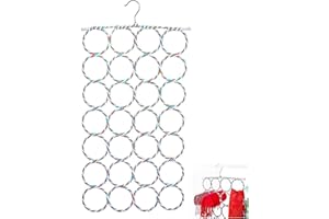 OHYER Porta Sciarpa Pieghevole Pratico Appendino Sciarpe Gancio Organizzatore Titolare 28 Anelli Organizer Armadio Antipiega per Vestiti Cravatta Asciugamani Cintura Scialle, Colore Casuale 63 x 39cm