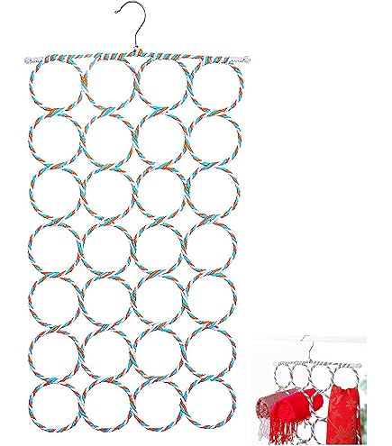 Flexzion Sjaalorganizer voor kast - 28 sleuven sjaal hanger hijab organizer, ruimtebesparend voor sokken, sjaals, stropdassen, handdoeken, riemen, multifunctionele hangende rek opslag, 1 pak (kleur