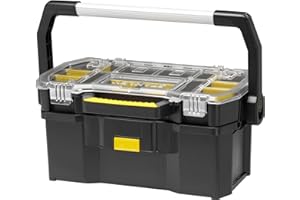 STANLEY Toolbox Tote Plus Storage Organiser, Heavy Duty Metal Latch, Removable Dividers, 19 inch, STST1-70317