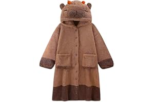 HANXIULIN Capybara Pyjamas Winter Warme Pajamas Flauschig Schlafanzug Fleece Nachtwäsche Thermo Kuschelanzug mit Kapuze Weihnachts Homewear Tier Cosplay Kostüm Für Urlaub, Party, Zuhause
