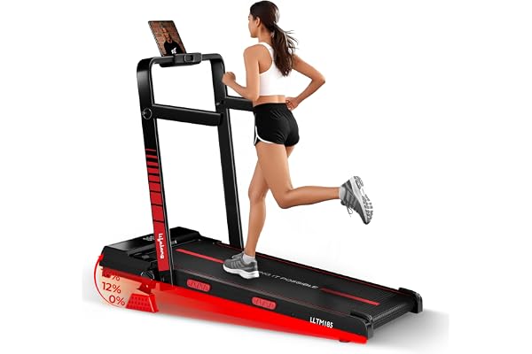 Lifelong Walking Pad Treadmill 4 HP Motor Foldable Handle LED Display & Remote Control 2-Level Manual Incline Anti-Slip Belt Compact Under Desk Running Machine for Home & Office