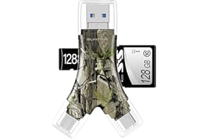 SUNTRSI SD-Kartenleser für iPhone/Android/Mac/Computer/Kamera, 4-in-1-Micro-SD-Kartenleser, Wildkamera-Viewer, tragbarer Speicherkartenleser, SD-Kartenadapter, kompatibel mit SD- und TF-Karten