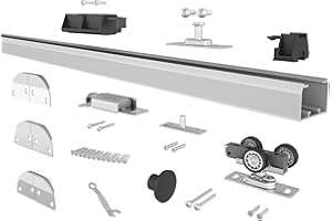 JUBEST Bifold Door Hardware, 30", Top Mounted, Fits 2 Doors (15" Each), Aluminum Track, Sliding Barn Door Hardware Kit for Bedroom, Bathroom, Closet