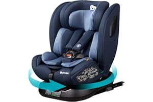 globalkids kindersitz 360 Drehbar isofix, i-Size 40-150cm(0-36kg) Reboarder Baby Autositz, ab Geburt -12 Jahre,Blau,ECE R129