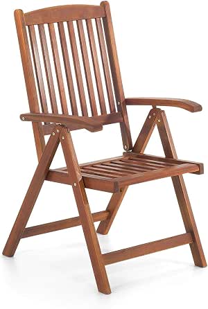 Beliani Holz Gartenstuhl - Stuhl mit Verstellbarer ...