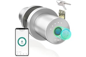 FITNATE Fingerabdruck-Türknopf, Smart Biometric Door Lock Fingerabdruck-Türknopf mit App-Steuerung, Benutzer-Management-Management, Touch zu öffnen Knopf für Schlafzimmer, Haus, Hotel, Büro, Silber