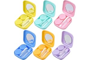 Jinlaili 6PCS Caja de Lentes de Contacto, Kit de Viaje Estuche Lentillas, Estuche para Lentes de Contacto Portátil con Pinza Aplicador Palo Botella de Solución Espejo Incorporado para Viajes y Hogar