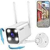 Topodome Telecamera Wi-Fi Esterno Interno Con 180°/70° Rotazione Automatica, 1080P Videocamera Sorveglianza WiFi Rilevazione 