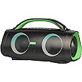 DOSS Extreme Boom+ IPX6 Waterproof Outdoor Speaker with 100W Massive Sound, Extra Bass, 20H Playtime, Built-in Power Bank, Mixed Color Light, Bluetooth Speaker for Camping, Beach-Green