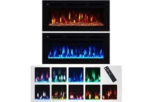 FlameKo Winslow 92cm/36" 3 in 1 Electric Fireplace, Freestanding, Wall Mounted, Recessed, 9 Colours Flame Effect, Touch Button, TV Media Wall，Heater 1000W-2000W, Remote Control