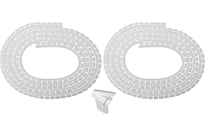 Deskit Cable Tidy Sleeve 6m – Flexible 20mm Cable Organizer for Cable Management – Durable Spiral Cable Wrap for Wire Protection – Protective Wire Wrap for a Safe & Clutter-Free Home – White