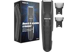 VIKICON Beard Trimmer for Men, Electric Hair Trimmer with 40 Length Settings, Stainless Steel T-Blade for Precision Facial Hair Trimming, 150 min Cordless Usage, Gift for Men (Black)