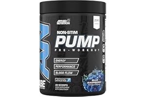 Applied Nutrition ABE Pump Pre Workout - All Black Everything Stim Free Pump Pre Workout Powder | Pump, Energy & Strength with Citrulline, Creatine, Beta-Alanine (500g - 40 Servings) (Blue Razz)