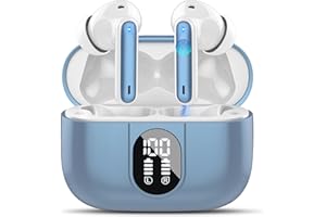 Csasan Auriculares Inalámbricos Bluetooth, Auriculares Bluetooth 5.3 Estéreo con 4 ENC Cancelacion Ruido Micró, 40H Control Táctil Cascos Inalambricos, IP7 Impermeable Auriculares in Ear, Azul