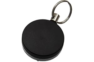 MYLEDERSHOP Práctico rollmatic Llavero en Metal en Negro/Plata - Extra Resistente Cuerda