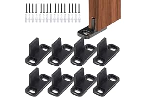 SOGHO Lot de 8 guides de porte coulissante, clip de guidage au sol, pour porte coulissante, guide au sol, porte coulissante, guide au sol pour porte d'armoire, porte bypass coulissante, armoire, noir