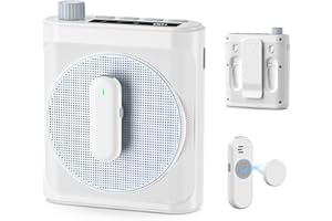 Porwke Voice Amplifier Wireless Microphone, 2 Wireless Lavalier Microphone, Integrated Design with Built-in Rechargeable Microphone Compartment, All-day Battery, DSP Noise Reduction, Portable & Light