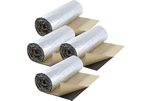 Putentfun 10mm Thick Self Adhesive Aluminium Foil Insulation,Thermal Soundproof Cotton Layer,Heat Reflector & Radiant Barrier,Ideal for Roofs,Walls & Camper, 4 Roll x 200cm x 50cm(4㎡)