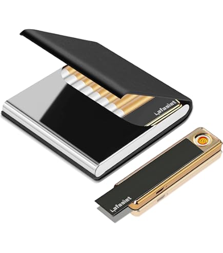 2 Stück Zigarettenetui Mit Feuerzeug - Aufladbar Aluminium Box Für 20 Zigaretten