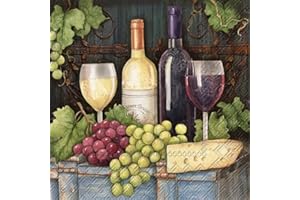 IHR Ideal Home Range - Paper Napkins RED and White Wine 20 pc. 3-Ply Lunch Napkins 33 cm x 33 cm / 13 inch x 13 inch