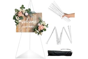 GIGTOOP Staffelei Stand,Verstellbares Stativ Tisch Kunst Leinwand Malerei Display Art Poster Metall Stand Höhenverstellbares Staffelei Set Kappbar Stativ Staffelei Hochzeit,für Hochzeit,Malerei,Show (Weiß)