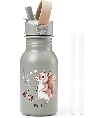 asobu Bestie Rode Panda Streep Fles Roestvrij Staal Kids Flip Rietje Lekvrij 500 ml