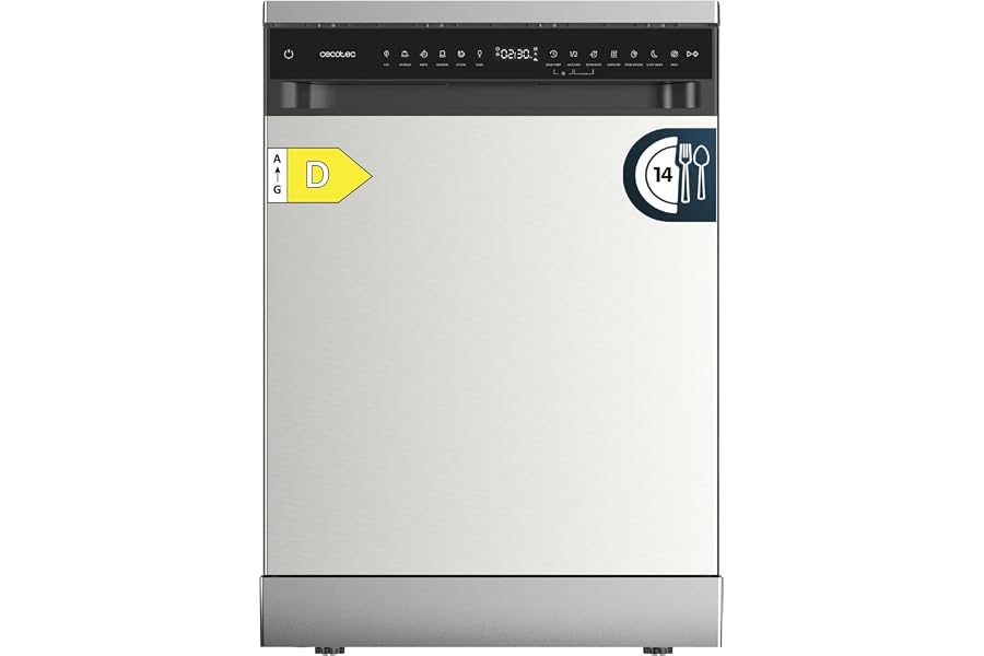 Cecotec Lavavajillas 60 cm Libre Instalación Bolero Aguazero 6205 Inox. 13 Cubiertos, 12 Programas, Motor Inverter Plus Duo, 