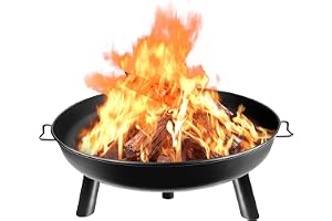 Froadp Ø80cm Brazier Foyers Rond pour Extérieur Cheminée Brasero à Bois avec Poignée Panier de Feu Poêle Chauffant pour Terrasse Jardin Balcon Barbecue Chauffe