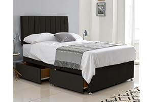 COMFOREST, BEDDING & UPHOLSTERY INNOVATION LEADER ComfoRest - Luxurious 5FT King Size Divan with Mattress | Elegant Bed & Mattress Sets with 2 Spacious Drawers | Comfortable King Size Bed for Organised and Stylish Bedrooms (Black Plush)
